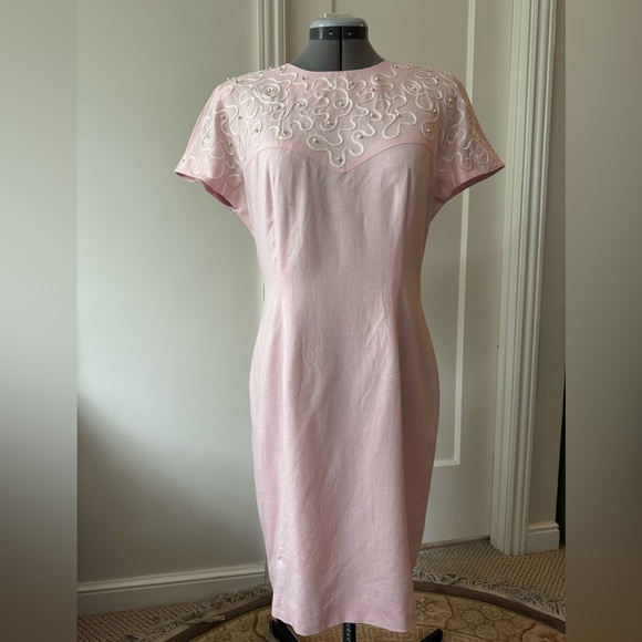 Talbots Donna Ricco Dresses & Skirts - Vintage Talbots Donna Ricco Blush Embroidered Midi Dress